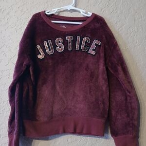 Justice Maroon Plush Pullover